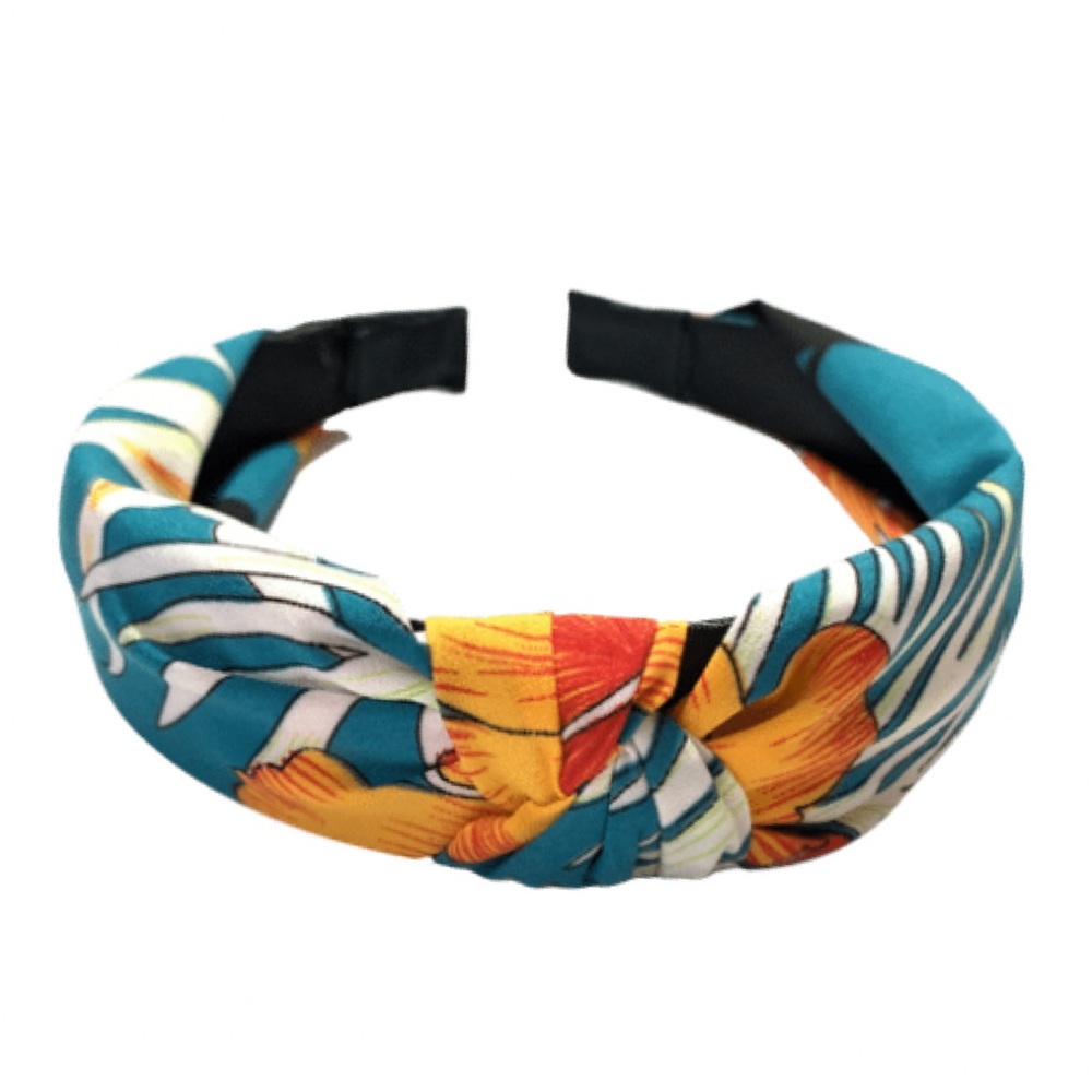 Tropical Print Wide Knot Wrapped Headband
